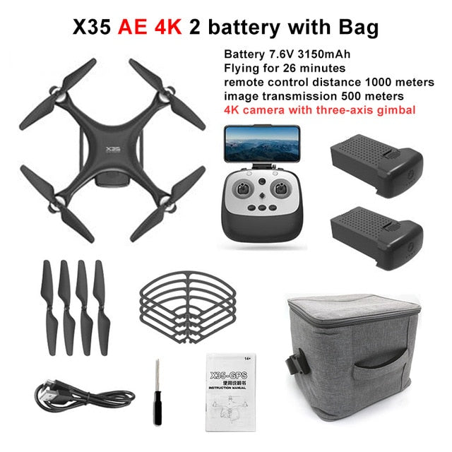 LAUMOX X35 Drone GPS WiFi 4K HD Camera Profissional RC Quadcopter Brushless Motor Drones Gimbal Stabilizer 26 minute flight