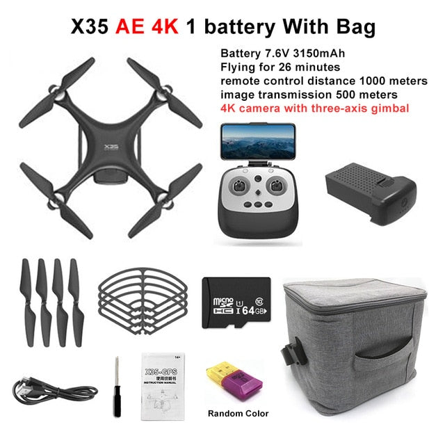 LAUMOX X35 Drone GPS WiFi 4K HD Camera Profissional RC Quadcopter Brushless Motor Drones Gimbal Stabilizer 26 minute flight