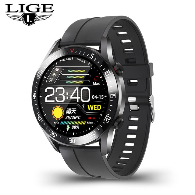 LIGE 2020 fashion Full circle touch screen Mens Smart Watches IP68 Waterproof Sports Fitness Watch Luxury Smart Watch for men