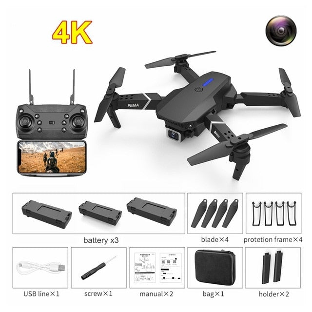 FEMA E525 E525S GPS Drone with 4K / 1080P 5G Wifi FPV HD Wide Angle Camera Foldable Mini Dron RC Quadcopter Follow Me VS E520S