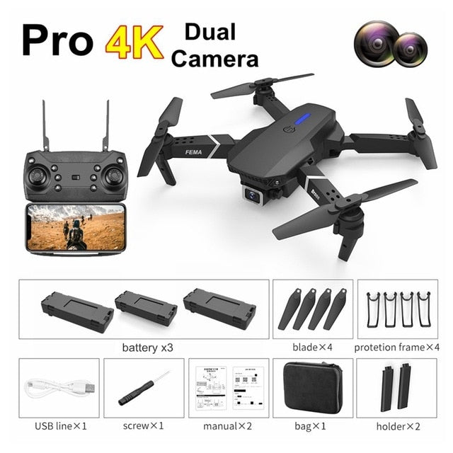 FEMA E525 E525S GPS Drone with 4K / 1080P 5G Wifi FPV HD Wide Angle Camera Foldable Mini Dron RC Quadcopter Follow Me VS E520S