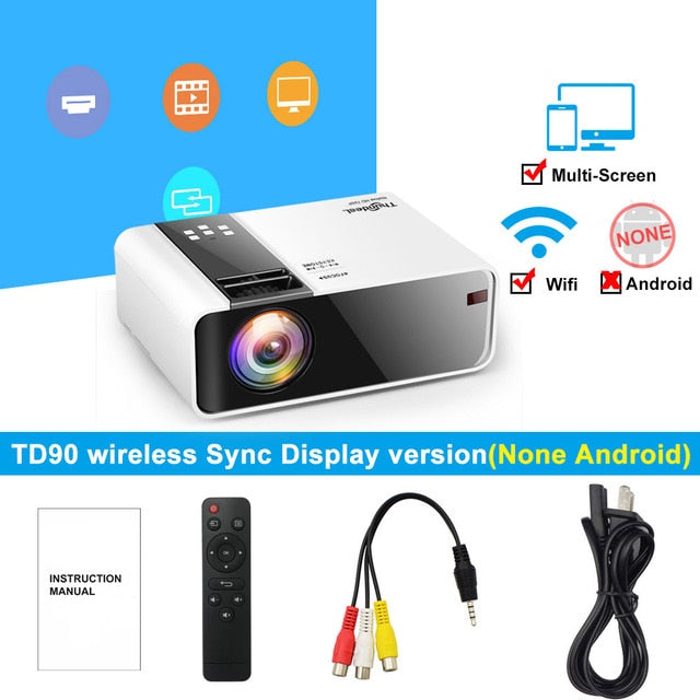ThundeaL HD Mini Projector TD90 Native 1280 x 720P LED Android WiFi Projector Video Home Cinema 3D HDMI Movie Game Proyector