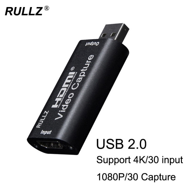 Rullz 4K Video Capture Card USB 3.0 2.0 HDMI Video Grabber Record Box for PS4 Game DVD Camcorder Camera Recording Live Streaming