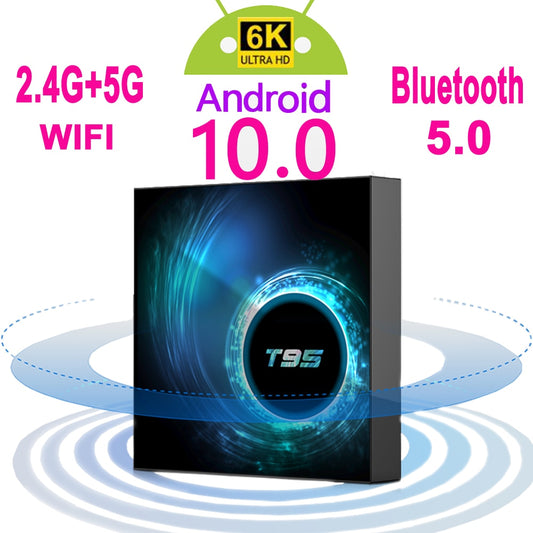 2020 Latest T95 Smart Tv Box Android 10 6k 2.4g & 5g Wifi Bluetooth 5.0 4g 16g 32gb 64gb 4k Quad Core Set-Top Box Media Player