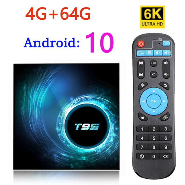 Android 10 T95 Smart Tv Box Youtube HD 6K 2.4G&5G Wifi 4GB 32GB 64GB Google Voice Assistant Bluetooth TV Receiver Media Player