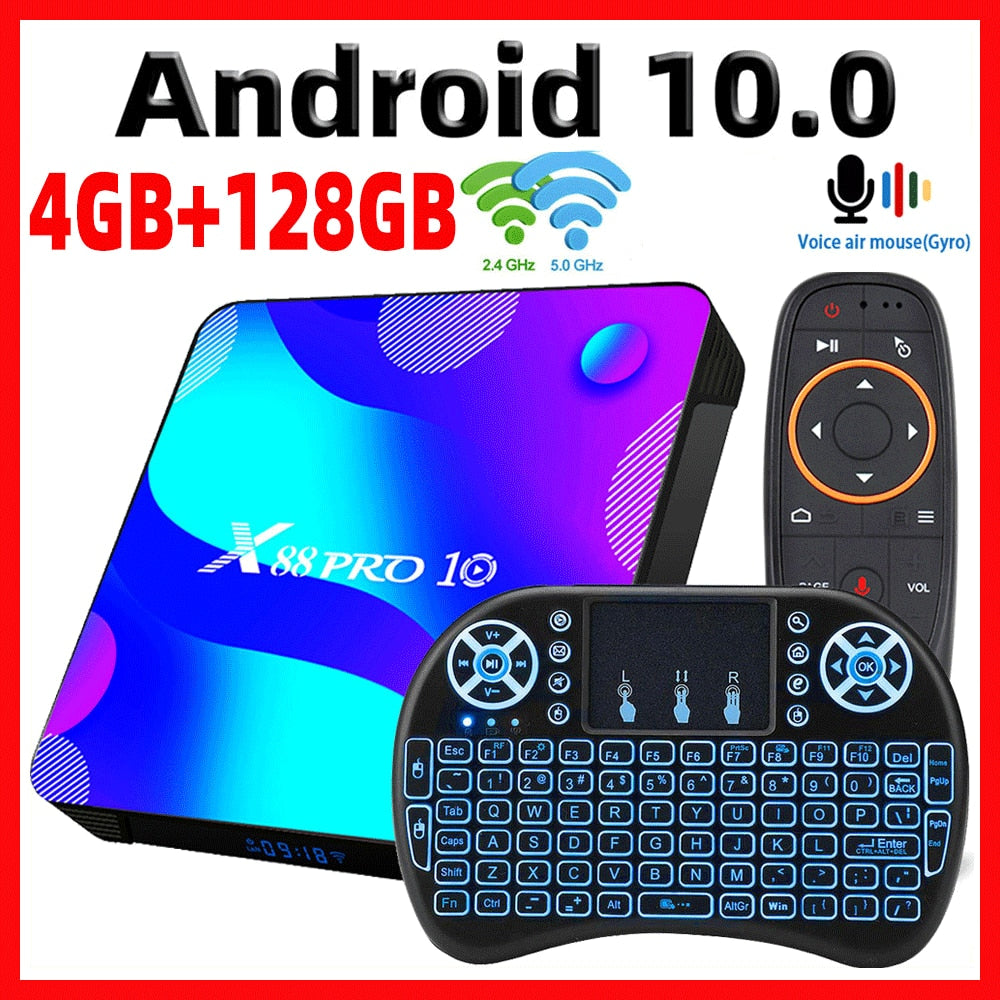 2020 Smart TV Box Android 10 X88 PRO 10 Max 4GB 64GB TVBOX Rockchip RK3318 4K 60fps USB3.0 Google PlayStore Youtube Set top Box