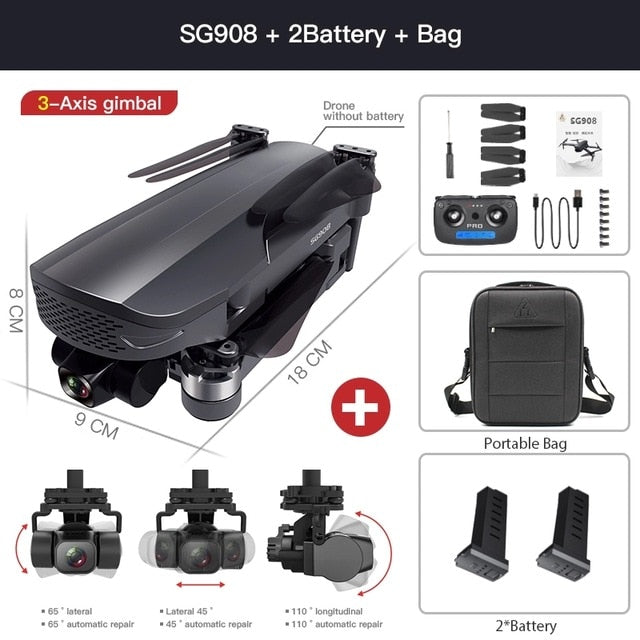 2021 NEW SG908 GPS Drone with 4K HD Camera 3-Axis Gimbal WiFi FPV Profesional Foldable Quadcopter distance 1.2km VS SG906 MAX