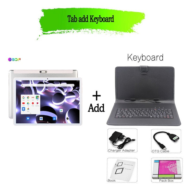 Tablets New 10.1 inch Tablet Android Octa Core 3G/4G Phone Call 4GB/64GB ROM Bluetooth 4.0 Wi-FI 2.5D Steel Screen Tablet PC