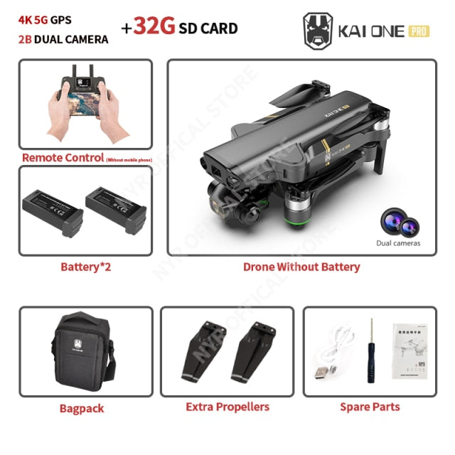 NYR 2021 New KAI ONE Pro Drone 8k HD Mechanical 3-Axis Gimbal Dual Camera 5G Wifi GPS Professional Aerial Photography Quadcopter