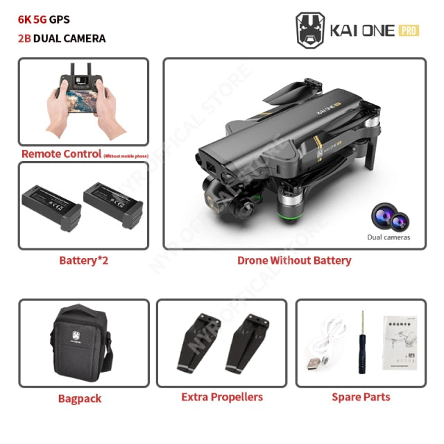 NYR 2021 New KAI ONE Pro Drone 8k HD Mechanical 3-Axis Gimbal Dual Camera 5G Wifi GPS Professional Aerial Photography Quadcopter