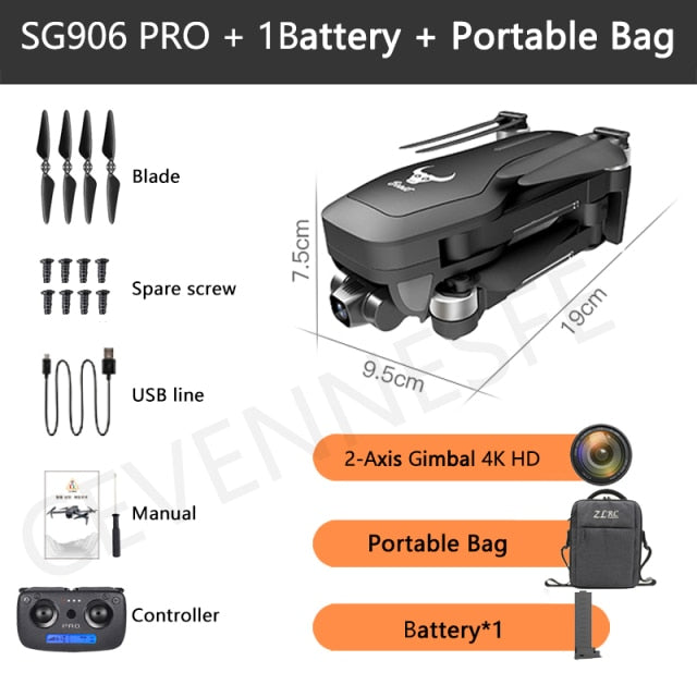 2021 NWE SG906 Pro 2 / SG906 MAX Drone 4k HD 3-Axis Gimbal Camera 5G WIFI GPS Professional Quadcopter Obstacle Avoidance Dron