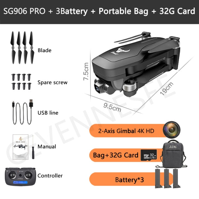 2021 NWE SG906 Pro 2 / SG906 MAX Drone 4k HD 3-Axis Gimbal Camera 5G WIFI GPS Professional Quadcopter Obstacle Avoidance Dron