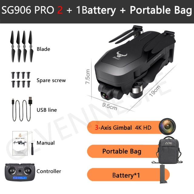 2021 NWE SG906 Pro 2 / SG906 MAX Drone 4k HD 3-Axis Gimbal Camera 5G WIFI GPS Professional Quadcopter Obstacle Avoidance Dron