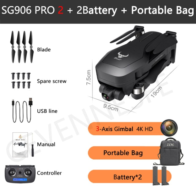 2021 NWE SG906 Pro 2 / SG906 MAX Drone 4k HD 3-Axis Gimbal Camera 5G WIFI GPS Professional Quadcopter Obstacle Avoidance Dron