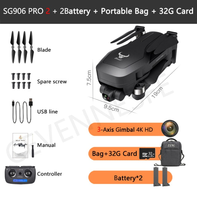 2021 NWE SG906 Pro 2 / SG906 MAX Drone 4k HD 3-Axis Gimbal Camera 5G WIFI GPS Professional Quadcopter Obstacle Avoidance Dron