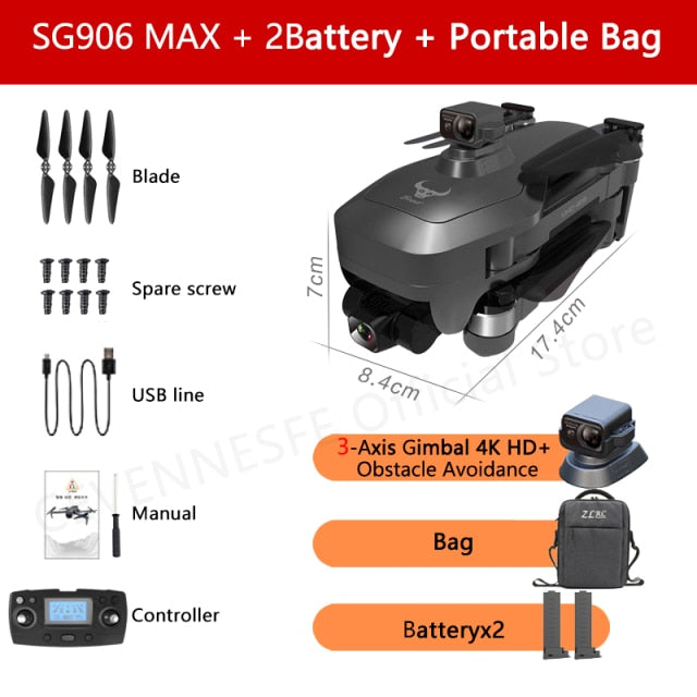 2021 NWE SG906 Pro 2 / SG906 MAX Drone 4k HD 3-Axis Gimbal Camera 5G WIFI GPS Professional Quadcopter Obstacle Avoidance Dron