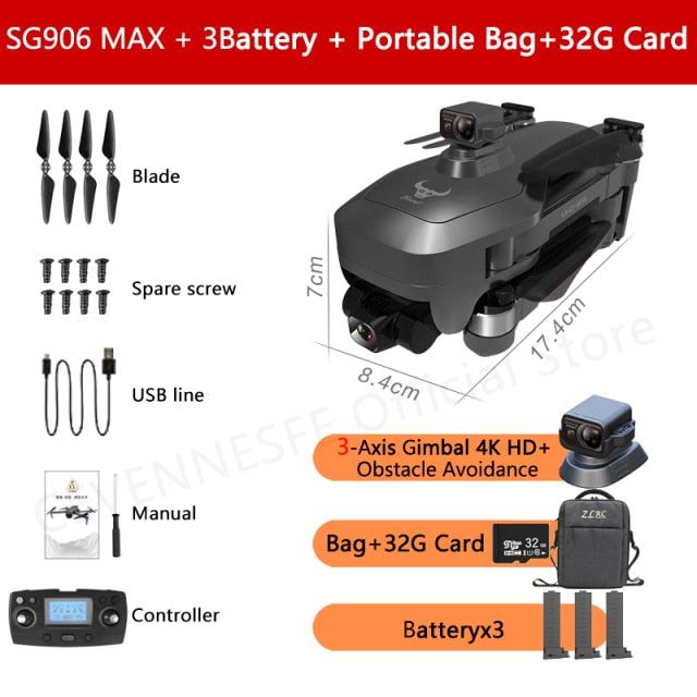 2021 NWE SG906 Pro 2 / SG906 MAX Drone 4k HD 3-Axis Gimbal Camera 5G WIFI GPS Professional Quadcopter Obstacle Avoidance Dron