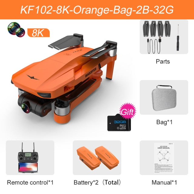 XKJ KF102 GPS Drone 8K HD Camera 2-Axis Gimbal Professional Anti-Shake Aerial Photography Brushless Foldable Quadcopter 1.2km
