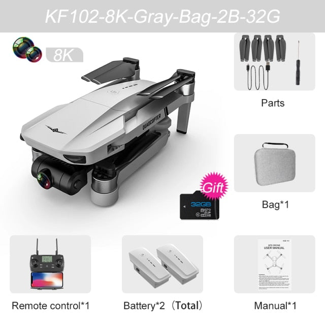 XKJ KF102 GPS Drone 8K HD Camera 2-Axis Gimbal Professional Anti-Shake Aerial Photography Brushless Foldable Quadcopter 1.2km