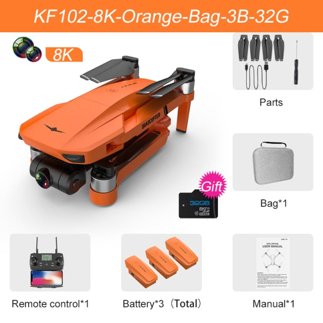 XKJ KF102 GPS Drone 8K HD Camera 2-Axis Gimbal Professional Anti-Shake Aerial Photography Brushless Foldable Quadcopter 1.2km