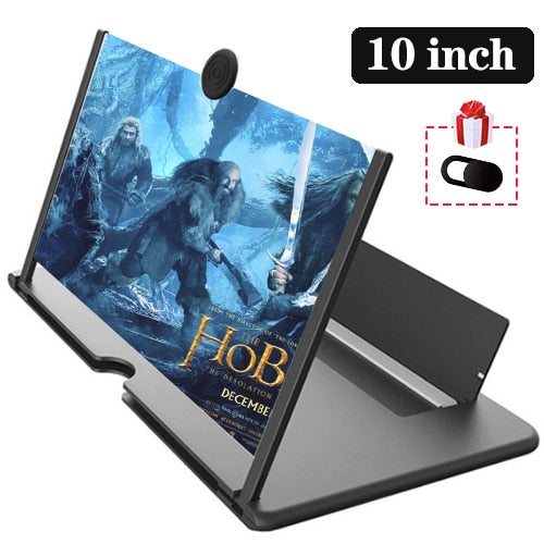 10 Inch 3D Mobile Phone Screen Magnifier HD Video Amplifier Stand Bracket with Movie Game Magnifying Folding Phone Desk Holder