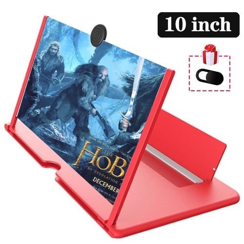10 Inch 3D Mobile Phone Screen Magnifier HD Video Amplifier Stand Bracket with Movie Game Magnifying Folding Phone Desk Holder