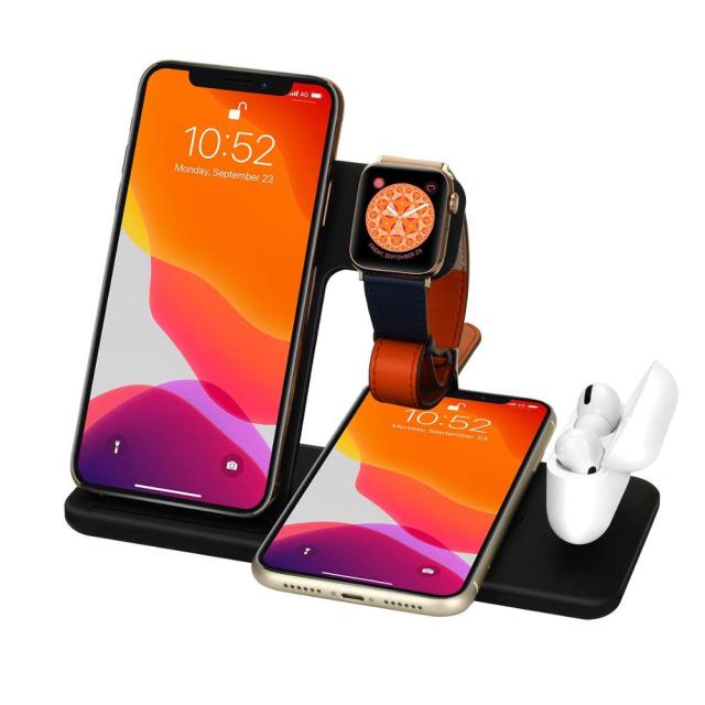 15W Qi Fast Wireless Charger Stand For iPhone 11 12 X 8 Apple Watch 4 in 1 Foldable Charging Dock Station for Airpods Pro iWatch