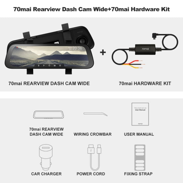 9.35 Inch Full Screen 70mai Rearview Dash Cam Wide 1080P Auto Cam 130FOV 70mai D07 Mirror Car Recorder Stream Media Car DVR