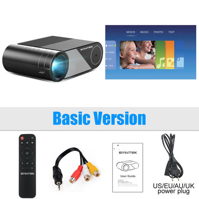 BYINTEK K9 Mini 1280*720P Portable Video Home Theater HD LED Projector for 1080P 3D 4K (Option Multi-Screen For Iphone)