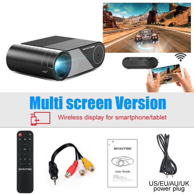 BYINTEK K9 Mini 1280*720P Portable Video Home Theater HD LED Projector for 1080P 3D 4K (Option Multi-Screen For Iphone)