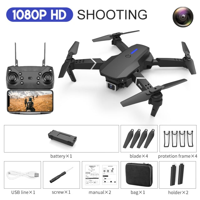 2021 New Quadcopter E88 Pro WIFI FPV Drone With Wide Angle HD 4K 1080P Camera Height Hold RC Foldable Quadcopter Dron Gift Toy