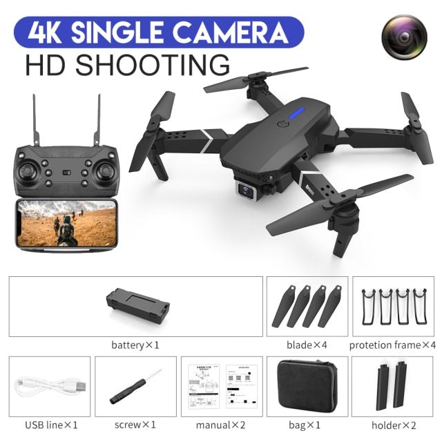2021 New Quadcopter E88 Pro WIFI FPV Drone With Wide Angle HD 4K 1080P Camera Height Hold RC Foldable Quadcopter Dron Gift Toy
