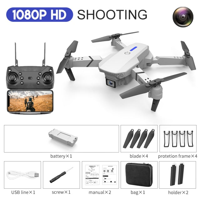 2021 New Quadcopter E88 Pro WIFI FPV Drone With Wide Angle HD 4K 1080P Camera Height Hold RC Foldable Quadcopter Dron Gift Toy