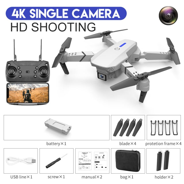 2021 New Quadcopter E88 Pro WIFI FPV Drone With Wide Angle HD 4K 1080P Camera Height Hold RC Foldable Quadcopter Dron Gift Toy