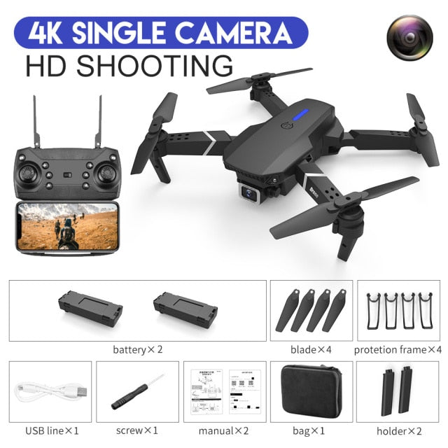 2021 New Quadcopter E88 Pro WIFI FPV Drone With Wide Angle HD 4K 1080P Camera Height Hold RC Foldable Quadcopter Dron Gift Toy