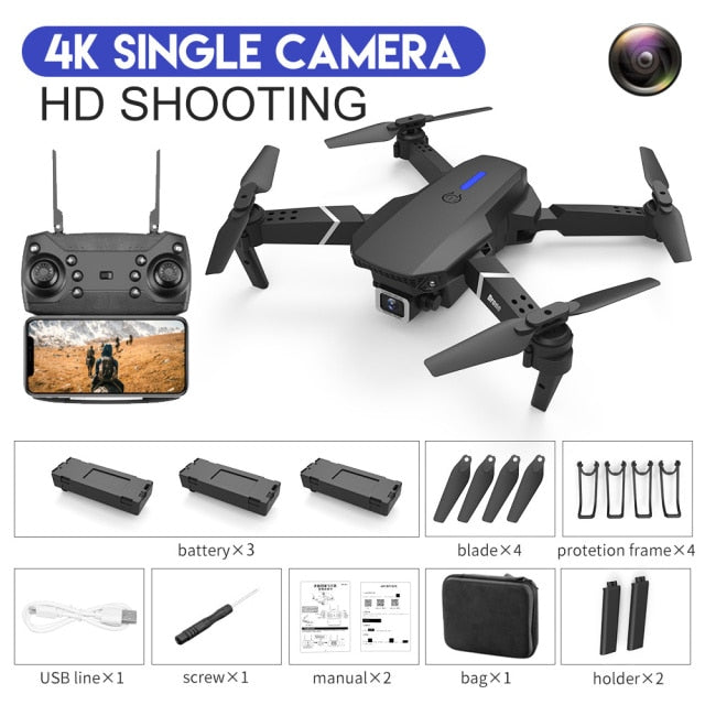 2021 New Quadcopter E88 Pro WIFI FPV Drone With Wide Angle HD 4K 1080P Camera Height Hold RC Foldable Quadcopter Dron Gift Toy
