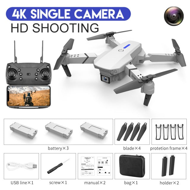 2021 New Quadcopter E88 Pro WIFI FPV Drone With Wide Angle HD 4K 1080P Camera Height Hold RC Foldable Quadcopter Dron Gift Toy