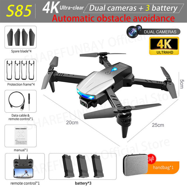 New S85 Pro Rc Mini Drone 4k Profesional HD Dual Camera Fpv Drones With infrared obstacle avoidance Rc Helicopter Quadcopter Toy