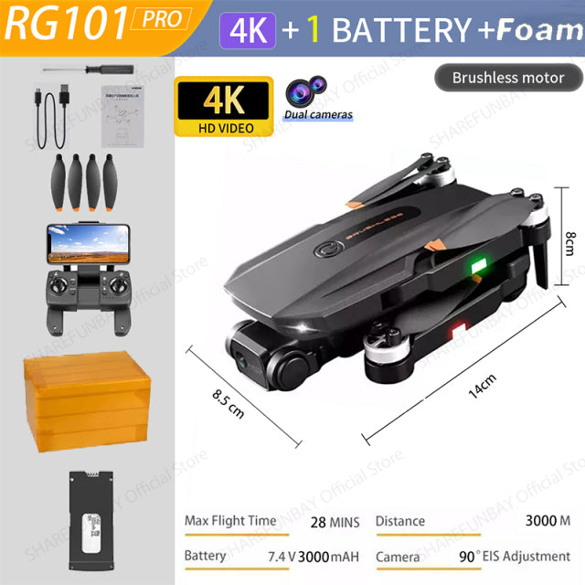 2022 NEW RG101 MAX GPS Drone 8K Professional Dual HD Camera FPV 3Km Aerial Photography Brushless Motor Foldable Quadcopter Toys