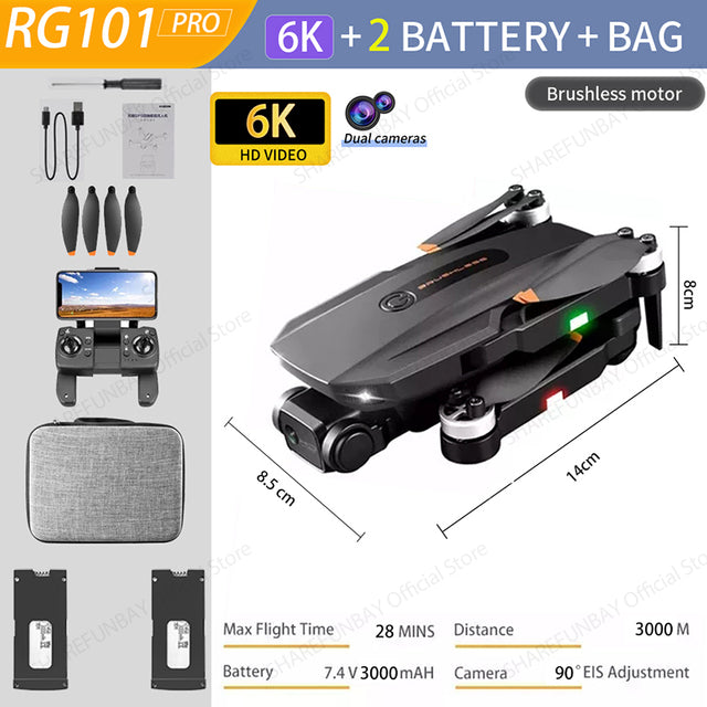 2022 NEW RG101 MAX GPS Drone 8K Professional Dual HD Camera FPV 3Km Aerial Photography Brushless Motor Foldable Quadcopter Toys