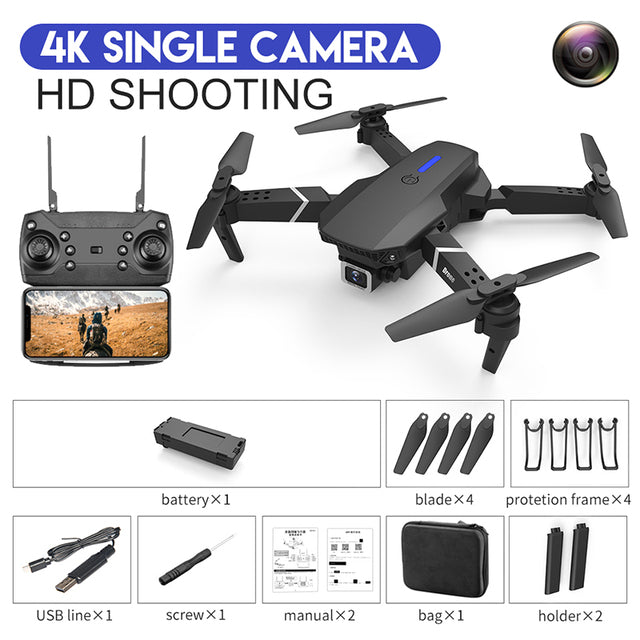 2022 NEW E88 Mini Drone 4K HD Daul Camera With Wifi FPV Portable Foldable Remote Control Drones Rc Quadcopter Camera Dron Toys