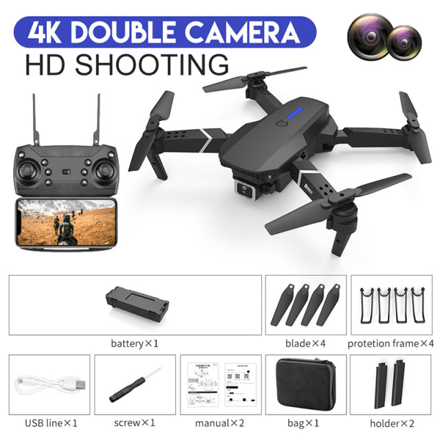 2022 NEW E88 Mini Drone 4K HD Daul Camera With Wifi FPV Portable Foldable Remote Control Drones Rc Quadcopter Camera Dron Toys