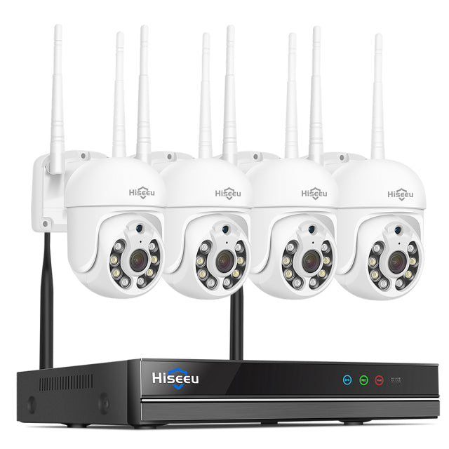 Hiseeu 8CH Wireless CCTV System 1536P 1080P NVR wifi Outdoor 3MP AI IP Camera Security System Video Surveillance LCD monitor Kit