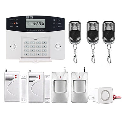 LCD Display Wireless GSM Alarm System Russian and English Spanish French voice SMS and Smoke Sensor Home Security Alarm System