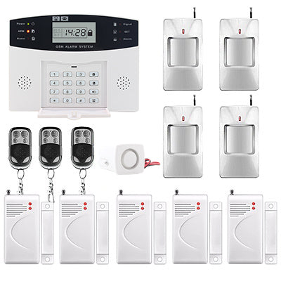 LCD Display Wireless GSM Alarm System Russian and English Spanish French voice SMS and Smoke Sensor Home Security Alarm System
