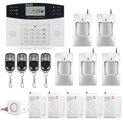 LCD Display Wireless GSM Alarm System Russian and English Spanish French voice SMS and Smoke Sensor Home Security Alarm System