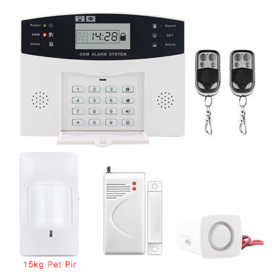 LCD Display Wireless GSM Alarm System Russian and English Spanish French voice SMS and Smoke Sensor Home Security Alarm System
