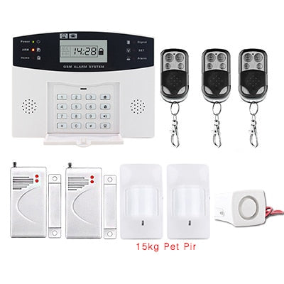 LCD Display Wireless GSM Alarm System Russian and English Spanish French voice SMS and Smoke Sensor Home Security Alarm System