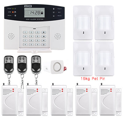 LCD Display Wireless GSM Alarm System Russian and English Spanish French voice SMS and Smoke Sensor Home Security Alarm System
