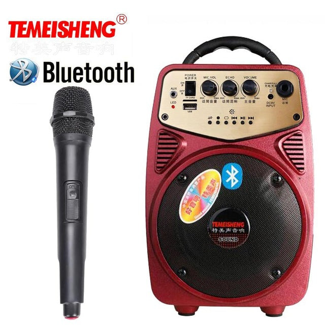 High Power Bluetooth Loudspeaker Wireless Microphone Amplifier Portable Speaker Lithium Battery Support TF Card USB Play Column